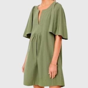 Tuckernuck Pomander Place Finley Flutter Sleeve Dress Olive Green Size M